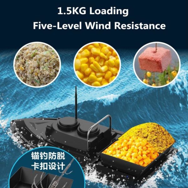 Large Double Hopper Smart Wireless Control RC Bait Boat 2.4G 55CM 500M Long Distance Dual Light High Speed RC Lure Fishing Boat For Discount