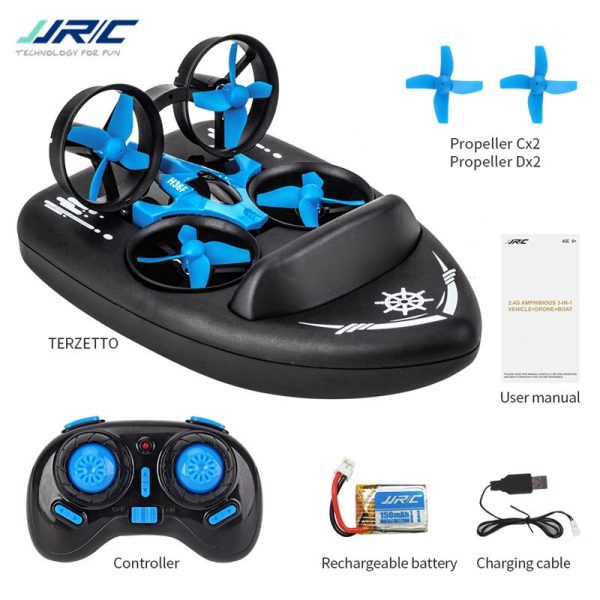 Upgraded H36 JJRC H36F Terzetto 1 20 2.4G 3 In 1 Blue RC Vehicle Flying Drone Land Driving Boat Quadcopter RTR Model VS E016F For Cheap