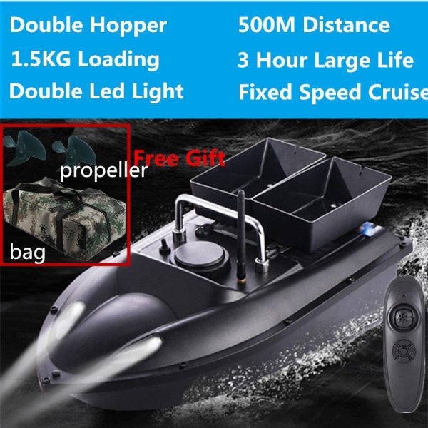 New Update Double Hopper 500m RC Distance 180mins RC Fishing Bait Boat H18 Cruise Control With Free Waterproof Bag VS 2011-5 to Supply