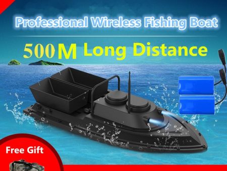 Large Double Hopper Smart Wireless Control RC Bait Boat 2.4G 55CM 500M Long Distance Dual Light High Speed RC Lure Fishing Boat For Discount