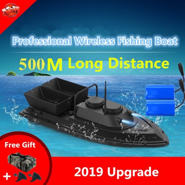 Large Double Hopper Smart Wireless Control RC Bait Boat 2.4G 55CM 500M Long Distance Dual Light High Speed RC Lure Fishing Boat For Discount