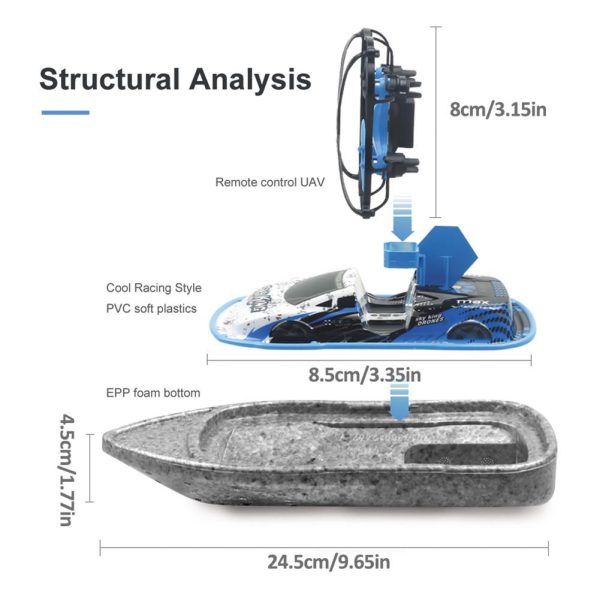 Fixed High Drone Sea Land Air Remote Control Car Speedboat Boat Mini Aircraft Electric Drift Racing 3-in-1 Quadcopter Hovercraft Online Hot Sale