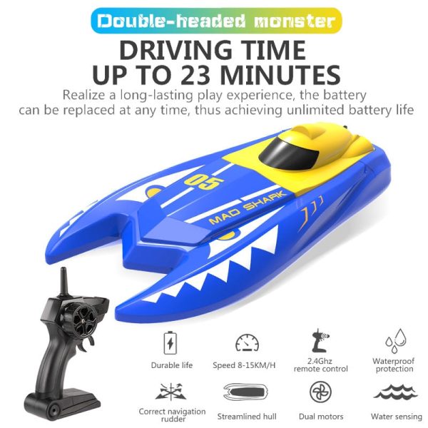 H128 Rc Boat 1 47 2.4GHz Remote Control Speed mini Boat Dual Motors 15km h 20minutes Fligt Time RC Ship Speedboat Electric Toys For Sale