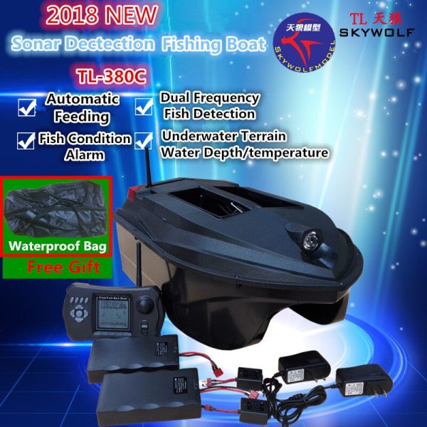 Free Bag Sonar Dectection Fishing Finder Dual Body Remote Control Nesting Fishing Boat TL-380C Automatic Send hook RC Bait Boat For Discount