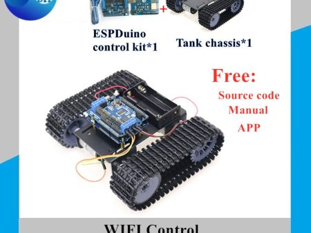 ESPduino Control Robot Tank Chassis Kit with Development Board+Motor Drive Shield Board+DC Motor for Arduino DIY RC Toy Kit Hot on Sale