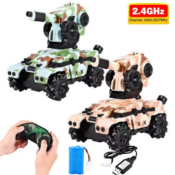 2020 NEW RC tank 2.4G 4WD can fire water bombs RC tank drift horizontal movement 360 ° rotating rc boy toys for kids children Discount