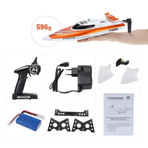 FT009 2.4G 4CH Water Cooling System Self-righting 30km h High Speed 360 Degree Flips Racing RC Boat Online