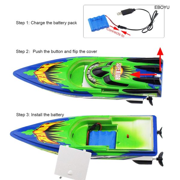 EBOYU C202 High Speed RC Boat Remote Control Race Boat 4 Channels for Pools, Lakes and Outdoor Adventure (Only Works In Water) For Sale