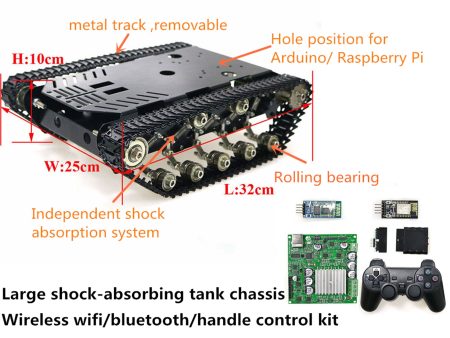 15KG Load Large Metal Smart Shock-Absorbing RC Robot Tank Chassis + Wireless WiFi  Bluetooth  Handle Control Kit DIY For Arduino Online