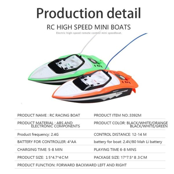 3392M 2.4GHz High Speed RC Boat Rechargable Mini Electric Sport RC Boat Remote Control Boat For Children Kids Gift dropshipping Supply