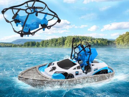 3 In 1 Remote Control Boat Drone Hovercraft Boat 360-degrees Flip Drone Helicopter Water Racing Boat Drone Online Sale