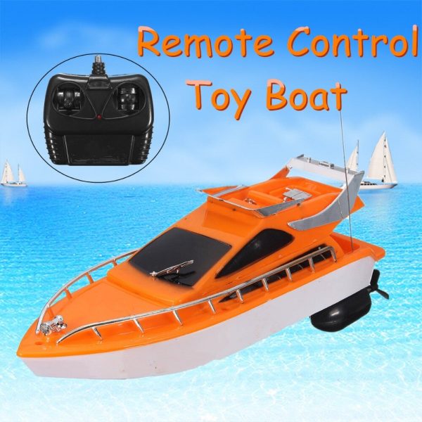 Orange Mini RC Boats Plastic Electric Remote Control Speed Boat Kid Children Toy 26x7.5x9cm Cheap