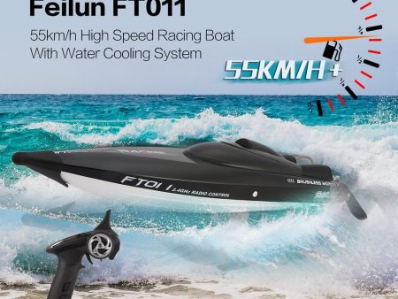 Feilun FT011 65cm 2.4G 2CH RC 55km h High Speed Racing Boat Ship Speedboat with Water Cooling System Flipped Brushless Motor on Sale