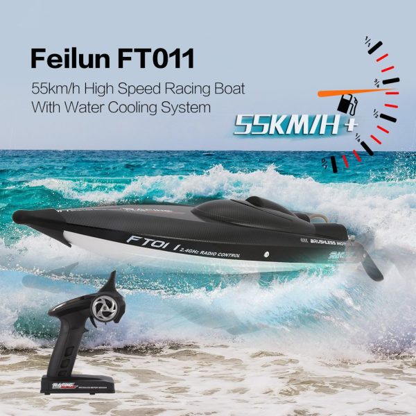 Feilun FT011 65cm 2.4G 2CH RC 55km h High Speed Racing Boat Ship Speedboat with Water Cooling System Flipped Brushless Motor on Sale