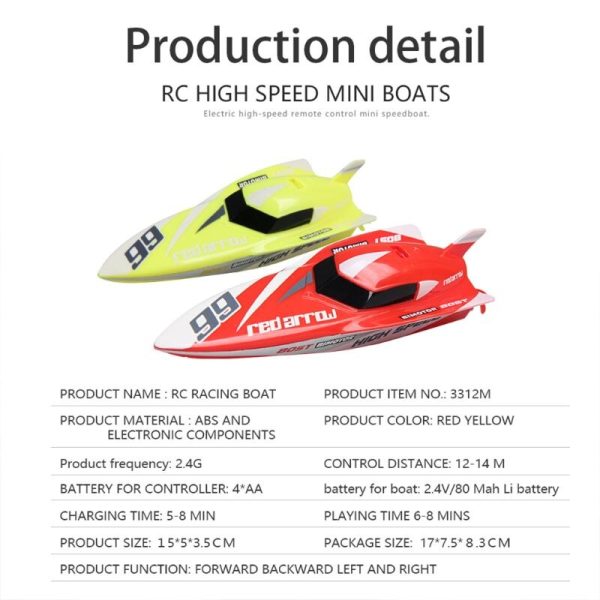 3312M Mini Speedboat Rowing Model 4CH 2.4G 2.4V RC Boat Toys for Children on Sale