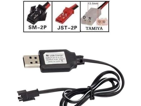 YUKALA 3.6V 4.8V 6.0V 7.2V 9.6V Ni-CD Ni-MH rechargeable battery USB charger USB charging cable with SM JST TAMIYA Plug 2pcs Online Hot Sale