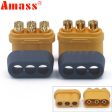 10 x Amass MR60 Plug w Protector Cover 3.5mm 3 core Connector T plug Interface Connector Sheathed for RC Model (5 Pair ) Supply