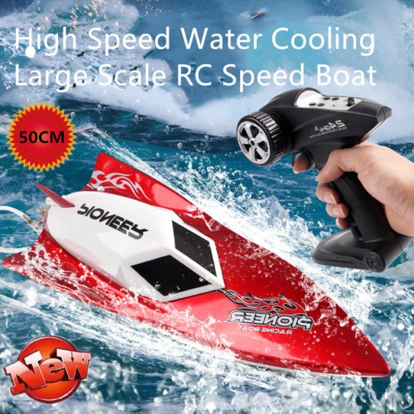 Large High Speed RC Boat Toy 5018 50CM 2.4G RC Remote Control Racing Boat Speedboat Ship with Water Cooling System for Kids Gift Online now