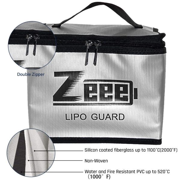 Zeee Lipo Battery Safe Bag 215*145*165mm Fireproof Explosionproof Bag RC Lipo Battery Guard Safe Portable Storage Handbag Online