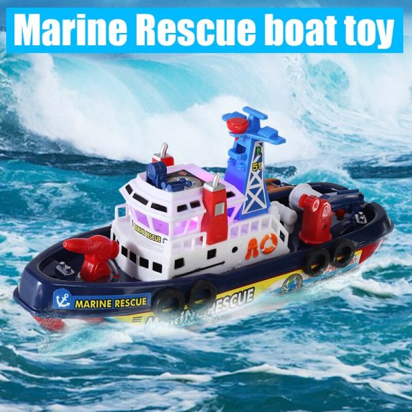 Fast Speed Music Light Electric Marine Rescue Fire Boat Baby Shower Bath Toys with LED Music For Kids Toy Gift Hot on Sale