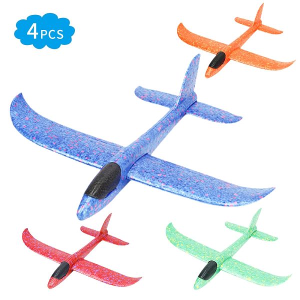 4pcs DIY Airplane Model Hand Throw Flying Glider Plane Foam Fillers Aeroplane Led Flashing Aircraft Toys for kids Outdoor Party Online now