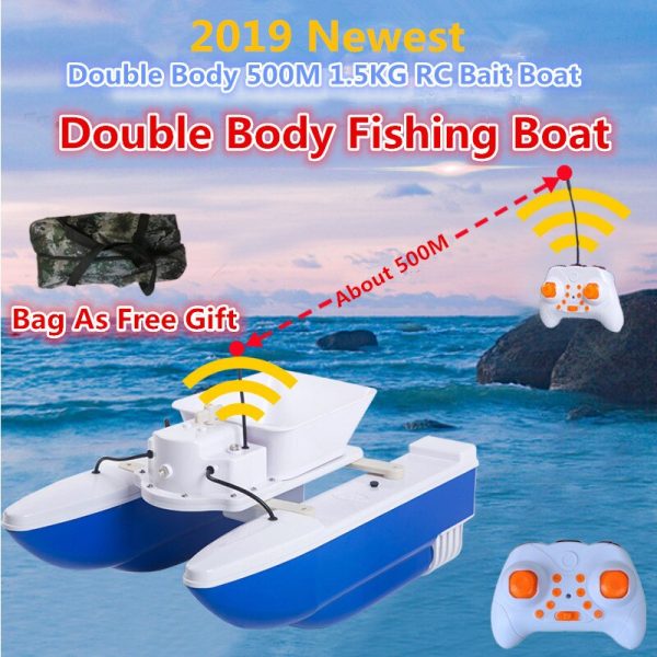 Professional Outside Fishing Electric RC Bait Boat Double Body Folding 500M 1.5KG Wireless Automatic Feeding Remote Control Boat Hot on Sale