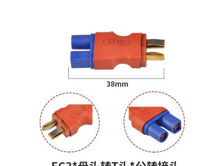 1 Pcs EC3 Female Plug to T Male Plug Connector for RC Model Drone Adapter Wirings Spare Parts Online