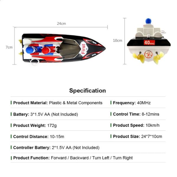 Flytec 2011-15B 24CM 40MHZ 4CH 10KM H High Speed Racing RC Boat Toy for Kids Children Gift For Discount