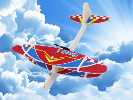 DIY Foam Rubber bands biplane Inertial Glider Aircraft Illuminate LED light rc biplane model toy biplane airplane usb charging on Sale