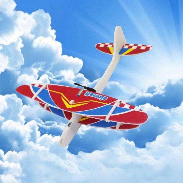 DIY Foam Rubber bands biplane Inertial Glider Aircraft Illuminate LED light rc biplane model toy biplane airplane usb charging on Sale