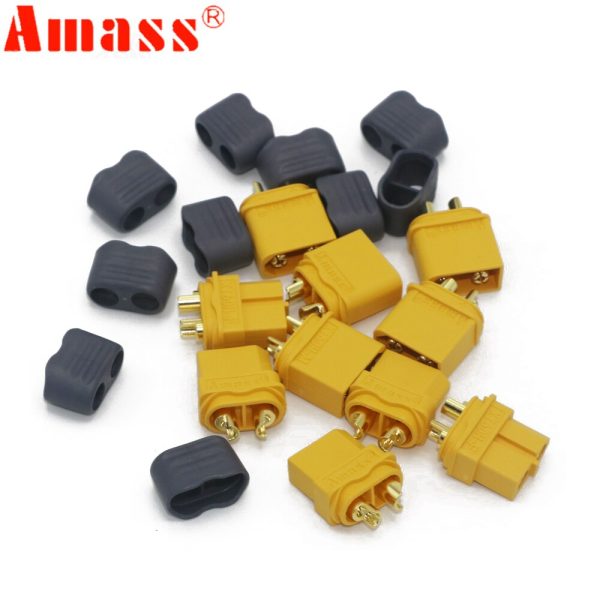 10 x Amass XT60+ Plug Connector With Sheath Housing 5 Male 5 Female (5 Pair ) on Sale