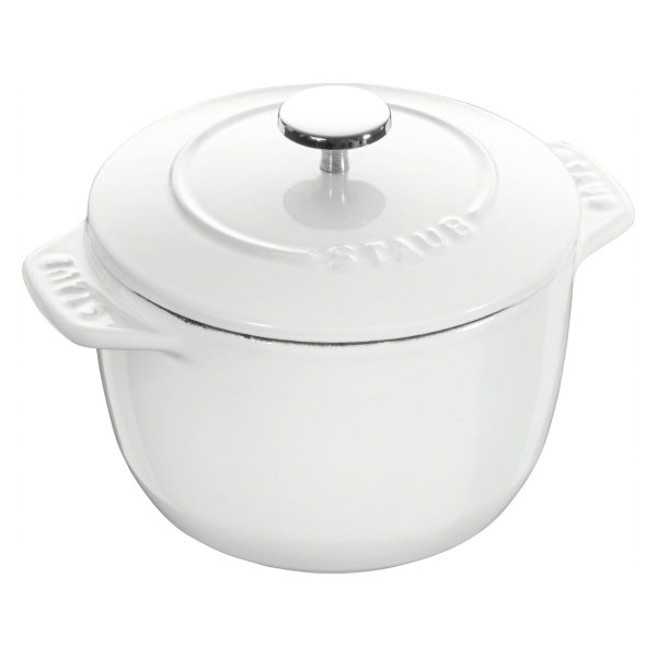 Staub Cast Iron  Petite French Oven, Dutch Oven, 1.5-quart,  serves 2, Made in France, Matte White Sale