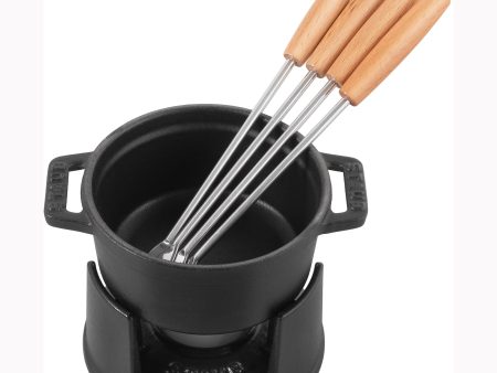 Staub Cast Iron 0.25-qt Mini Chocolate Fondue Set - Matte Black Hot on Sale