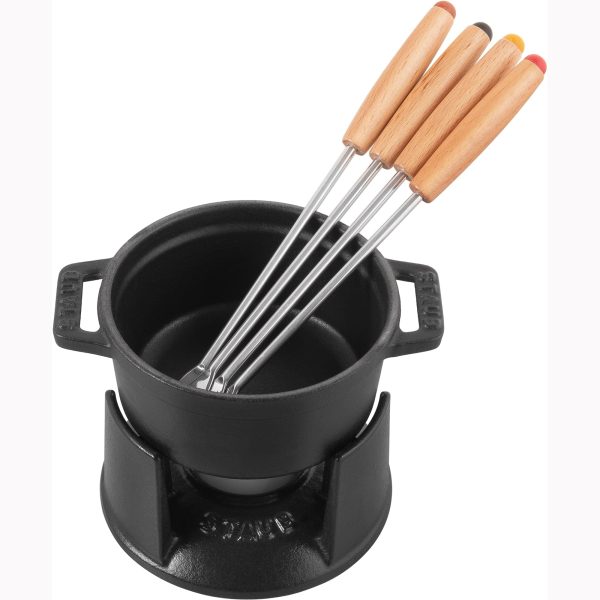 Staub Cast Iron 0.25-qt Mini Chocolate Fondue Set - Matte Black Hot on Sale