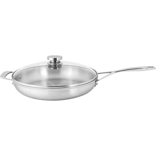 Demeyere Essential 5-ply 12.5-inch Stainless Steel Fry Pan with Lid Online now