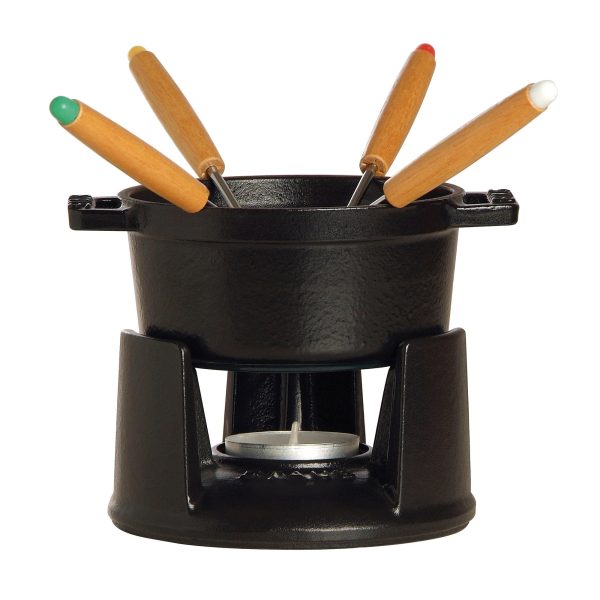 Staub Cast Iron 0.25-qt Mini Chocolate Fondue Set - Matte Black Hot on Sale