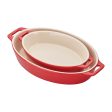 Staub Ceramic 2-pc Oval Baking Dish Set - Cherry Online now