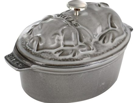 Staub Cast Iron 1-qt Pig Cocotte - Graphite Grey Hot on Sale