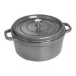 Staub Cast Iron 7-qt Round Cocotte - Graphite Grey Hot on Sale