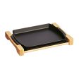 Staub Cast Iron 13 x 9-inch Rectangular Serving Dish with Wood Base - Matte Black Discount