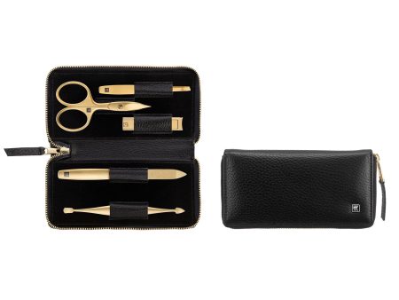 Zwilling Beauty Twinox 6-pc Gold Manicure Set with Black Leather Case Sale