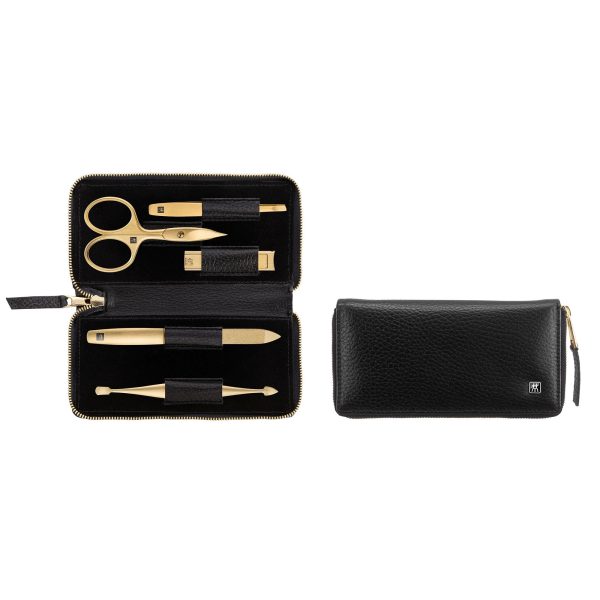 Zwilling Beauty Twinox 6-pc Gold Manicure Set with Black Leather Case Sale